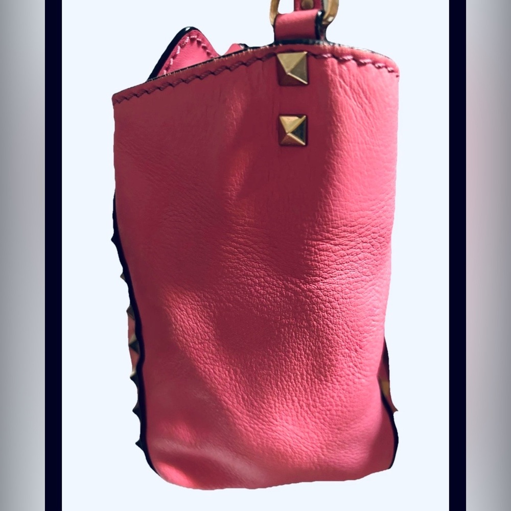 Valentino Garavani Rockstud Small Tote Pink Leather Shoulder Bag Gold Studs - Picture 4 of 10